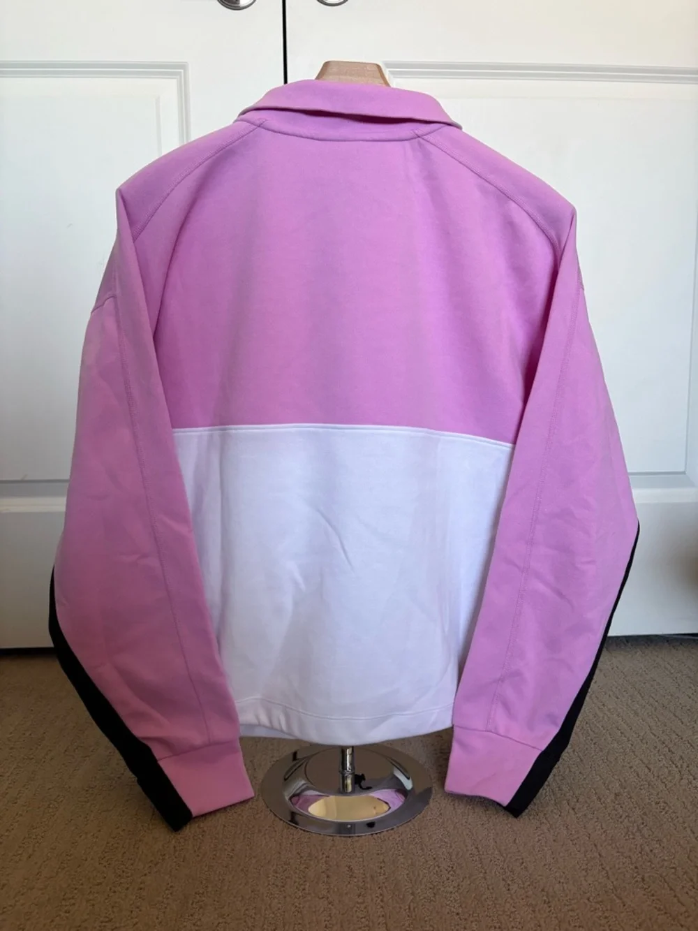 DKNY Pink and White Half-Zip Pullover Hoodie - Picture 3 of 4